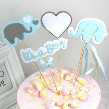Elephant Cake Toppers Декорации за Baby Shower Its A Boy Girls Cupcake Topper Birthday Party Dessert Dress Up Печене