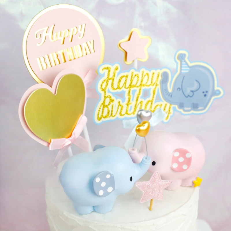 Prekrivači za kolače u obliku slona Dekoracije za tuširanje djeteta To je dječak Djevojčice Prekrivač za kolače Rođendanska zabava Deserti Prerušiti se Pečenje