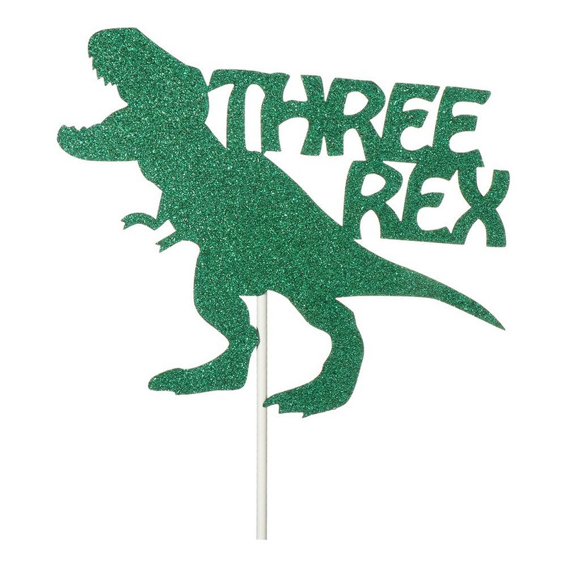 Kellékek dekoráció 3 éves dinoszaurusz téma Boldog 3. születésnapot Tortafeltétek Három rex dinoszaurusz tortadísz csillogó