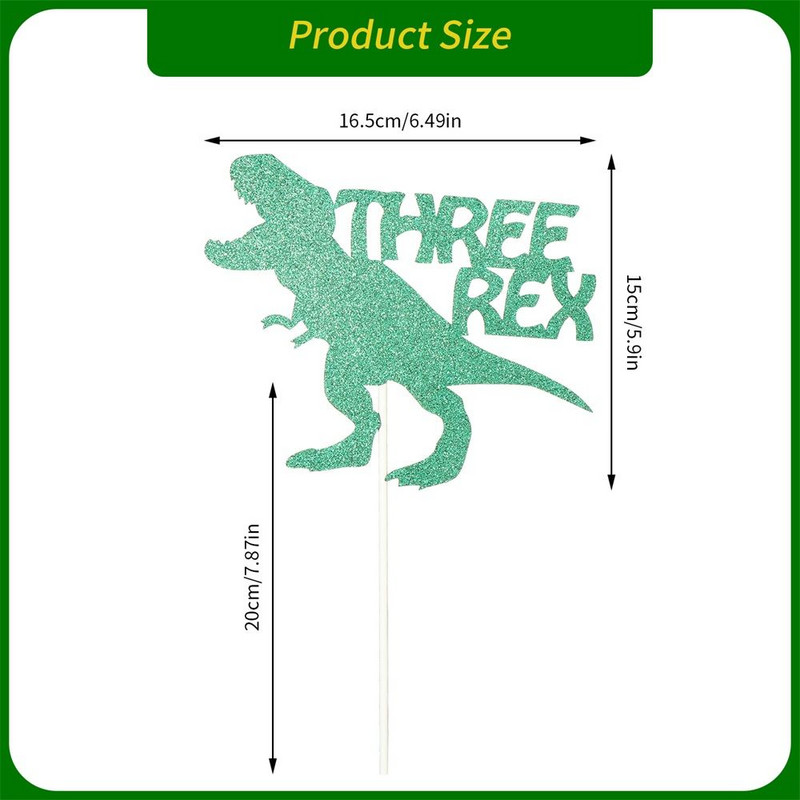 Kellékek dekoráció 3 éves dinoszaurusz téma Boldog 3. születésnapot Tortafeltétek Három rex dinoszaurusz tortadísz csillogó