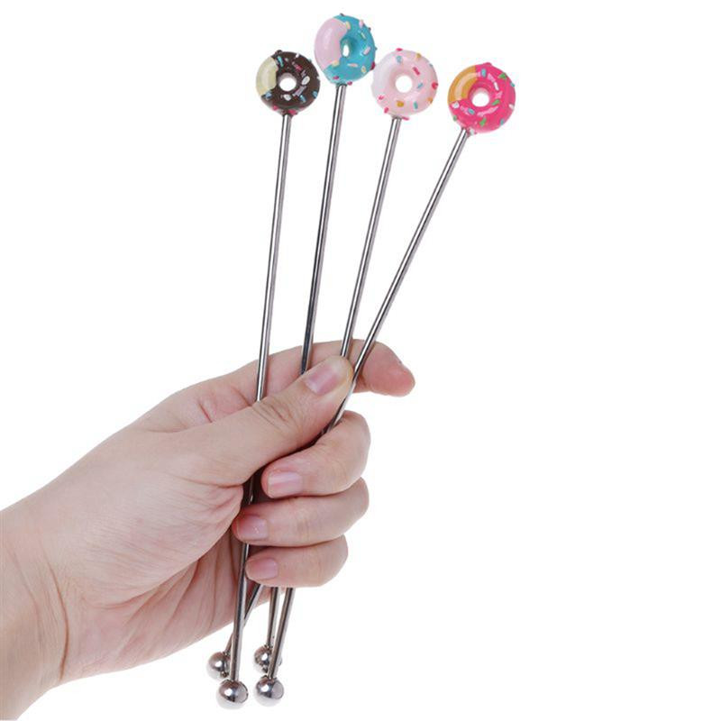 4 τμχ 20 εκ. από ανοξείδωτο ατσάλι Creative Cute Donut Decor Αναδευτήρες για κοκτέιλ Μπαστούνια για πάρτι γάμου Swizzle