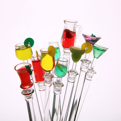 10 bucăți bețișoare de cocktail reutilizabile din plastic rotund pentru pahar de vin instrument de bar Puddler Muddler Stirring Mixing sticks for Bar Party Cafe Drink