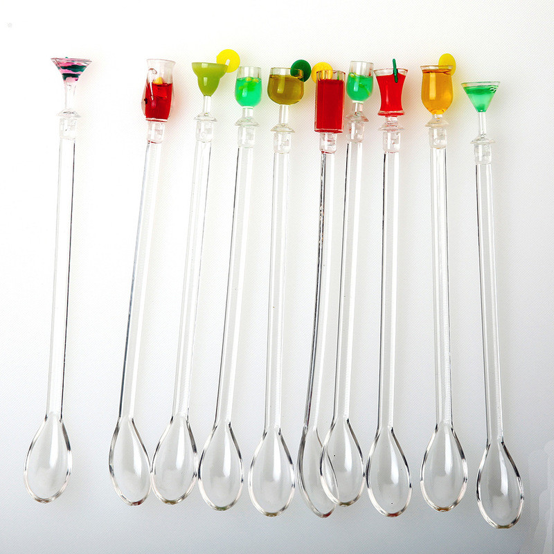 10 vnt daugkartinio naudojimo kokteilių lazdelių plastikinės apvalios vyno taurės baro įrankis Puddler Muddler Stirring Maišymo lazdelės, skirtos Bar Party Cafe gėrimui