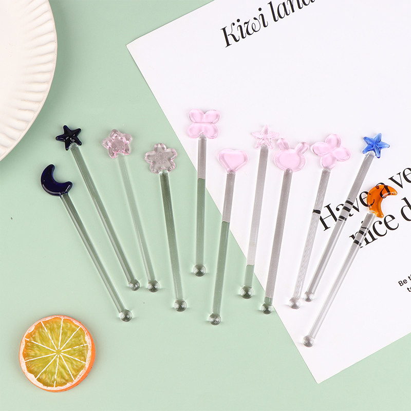 1db aranyos átlátszó, hosszú nyelű üveg keverőkanál koktél forgórudak üveg tejlé italkeverő szaggató keverő rúd