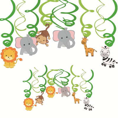 Jungle Safari Cupcake Topper Boldog születésnapot Banner Állati torta zászlók Születésnapi parti dekorációhoz Gyerek fiúk kedvenc kellékei