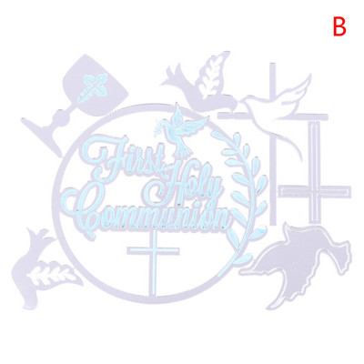 1 kom Dove Cross Topper Prva pričest Minimalistički akrilni umetak za tortu za rođendansku zabavu Ukras torte Dodaci