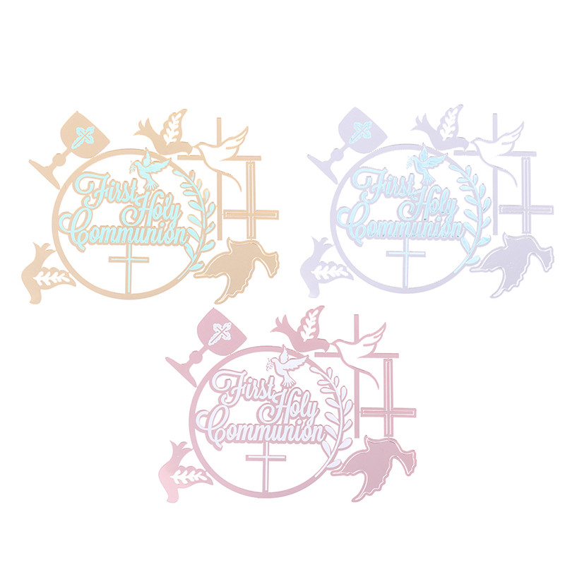 1 kom Dove Cross Topper Prva pričest Minimalistički akrilni umetak za tortu za rođendansku zabavu Ukras torte Dodaci