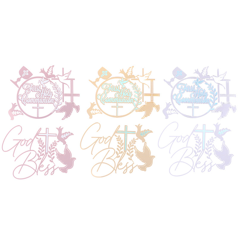 1 kom Dove Cross Topper Prva pričest Minimalistički akrilni umetak za tortu za rođendansku zabavu Ukras torte Dodaci