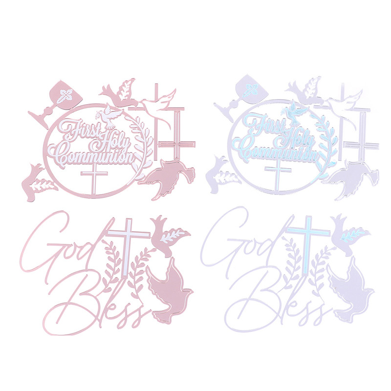 1 kom Dove Cross Topper Prva pričest Minimalistički akrilni umetak za tortu za rođendansku zabavu Ukras torte Dodaci