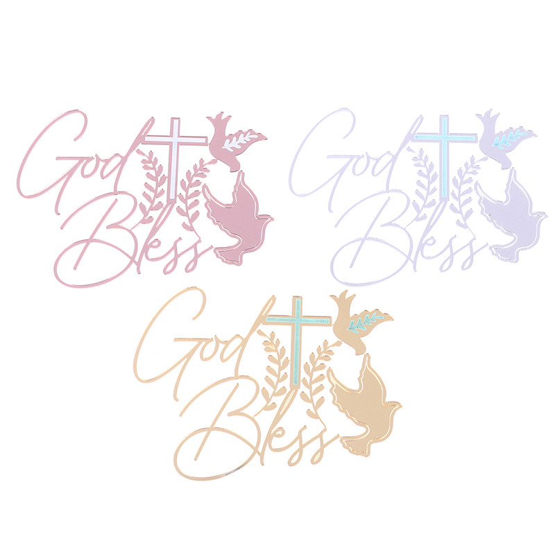 1 kom Dove Cross Topper Prva pričest Minimalistički akrilni umetak za tortu za rođendansku zabavu Ukras torte Dodaci