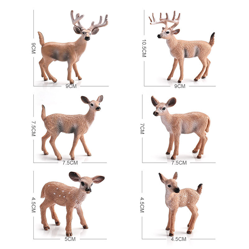 Szimulációs erdei szarvas figurák jávorszarvas, jávorszarvas, rénszarvas, alpaka, sika szarvas akciófigurák Állatmodell dekoráció Tortafeltöltő játékok