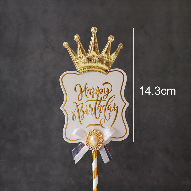 Poklopac za tortu Sretan rođendan Zlatno crni nadjev za tortu Potrepštine za zabave DIY Dekoracije za desertne torte