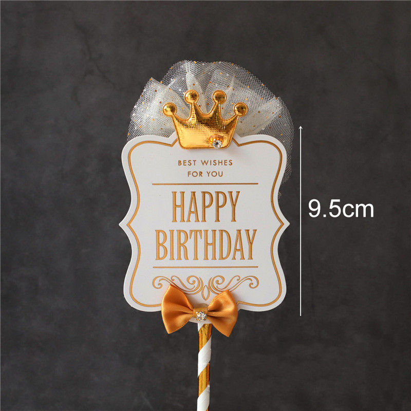 Poklopac za tortu Sretan rođendan Zlatno crni nadjev za tortu Potrepštine za zabave DIY Dekoracije za desertne torte