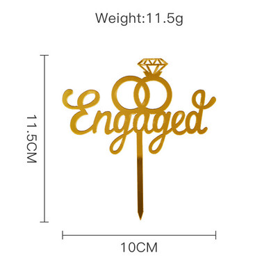 Dijamantni prsten Vjenčani akrilni vrh za tortu Zlatno srebro Ružičasto zlato Pečenje poklona za zabavu Potrepštine za zabavu Dekoracija torte