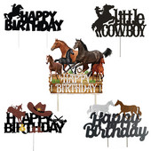 Horse Happy Birthday Toppers Toppers Dječaci Djevojčice Muškarci Utrke konja Dekoracija torti za zabavu Vestern tema Potrepštine za rođendanske zabave Dekoracije