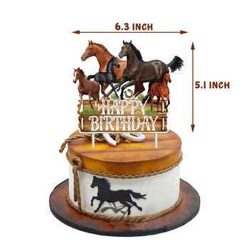Horse Happy Birthday Cake Toppers Boy Girl Men Horse Racing Party Cake Decor Western Theme Birthday Party Decorations