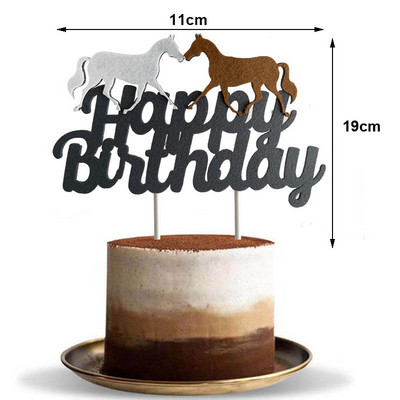 Horse Happy Birthday Toppers Toppers Dječaci Djevojčice Muškarci Utrke konja Dekoracija torti za zabavu Vestern tema Potrepštine za rođendanske zabave Dekoracije
