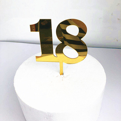 Number 18 Acrylic Cake Topper Gold 18th Happy Birthday Cupcake Topper For Anniversary Girls Birthday Party Birthday Cake Decorations