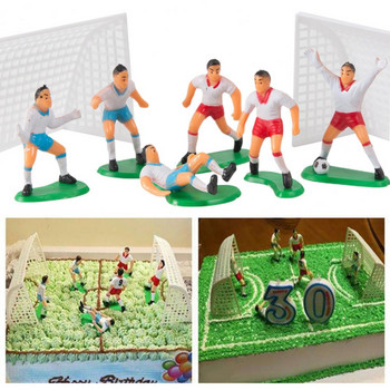 Футбол 1 комплект Покривка за торта Полезна надеждна декорация на кексчета Фигурка на футболно момче Покритие за торта Декор Консумативи за рожден ден