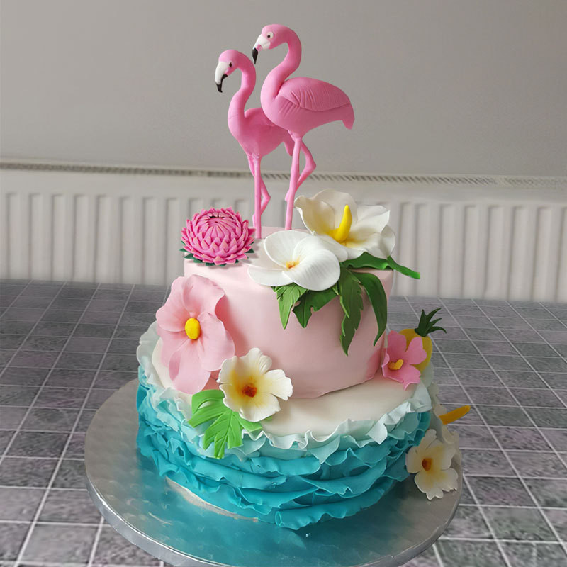 Pink Flamingo Cake Topper Tropic Party Nyári Viráglány Születésnapi Esküvői Deco Flamingo Cake Decor Hawaii Party Decor