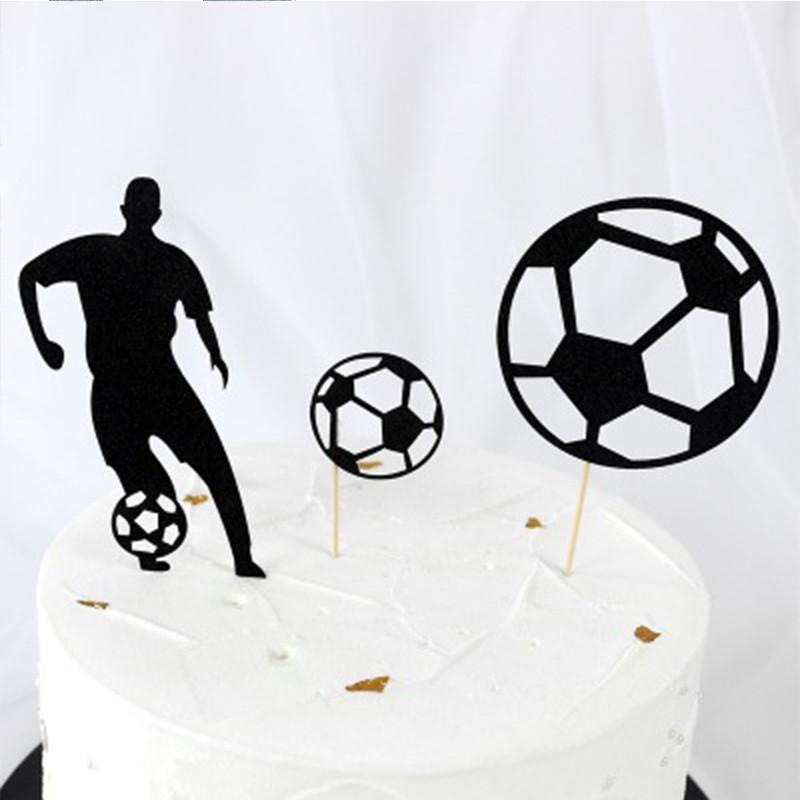 Nauji futbolo teminiai vakarėlio popieriniai tortų tvarsčiai, juodi spyruokliuojantys futbolo tortų tvarsčiai vaikams gimtadienio vakarėlio tortų dekoravimo reikmenys