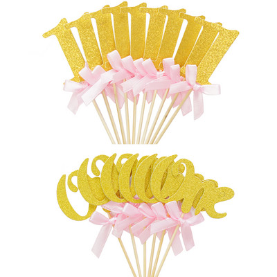 16db Ezüst Rózsaszín 1 Egy Papír Torta Cupcake Festék Első 1. Fiú Lány Születésnapi Díszek Az én vagyok egy éves évfordulóm