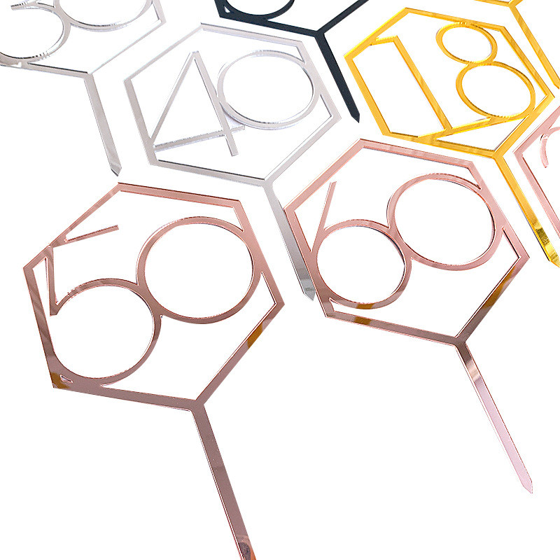 18/21/30/50. akrylová ozdoba na tortu k narodeninám so zlatým číslom, akrylová ozdoba na tortu k výročiu, narodeninovej oslave...