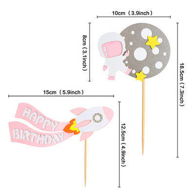 Ozdoba na tortu, vesmírna hviezda, raketa, astronaut, všetko najlepšie k narodeninám, dekorácia na muffiny, ozdoby na tortu, detská oslava, pečenie, potreby na pečenie, DIY