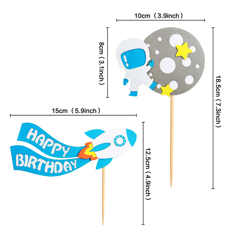 Ozdoba na tortu, vesmírna hviezda, raketa, astronaut, všetko najlepšie k narodeninám, dekorácia na muffiny, ozdoby na tortu, detská oslava, pečenie, potreby na pečenie, DIY