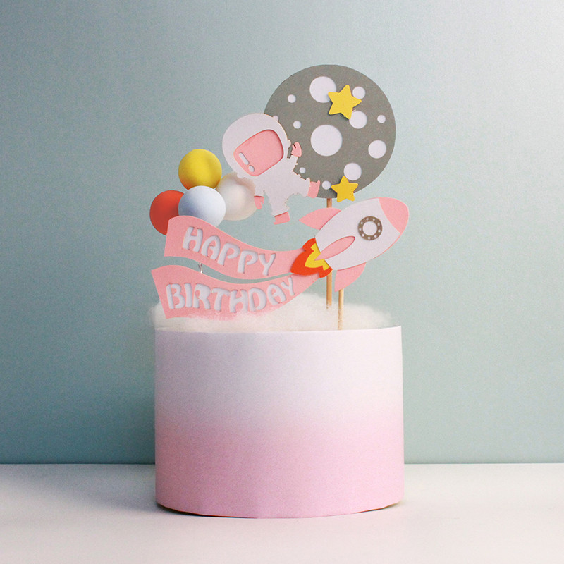 Ozdoba na tortu, vesmírna hviezda, raketa, astronaut, všetko najlepšie k narodeninám, dekorácia na muffiny, ozdoby na tortu, detská oslava, pečenie, potreby na pečenie, DIY