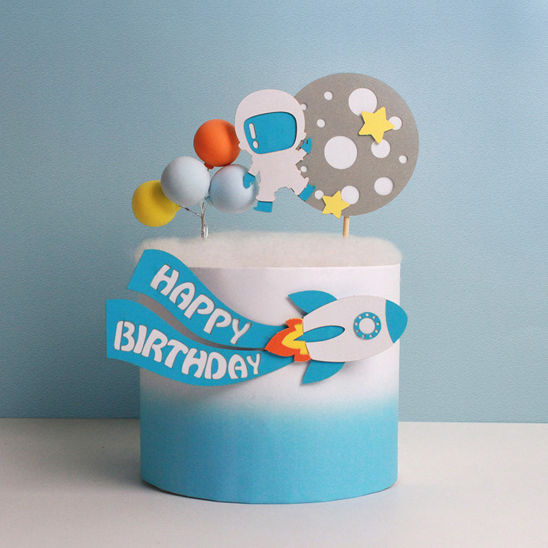 Ozdoba na tortu, vesmírna hviezda, raketa, astronaut, všetko najlepšie k narodeninám, dekorácia na muffiny, ozdoby na tortu, detská oslava, pečenie, potreby na pečenie, DIY