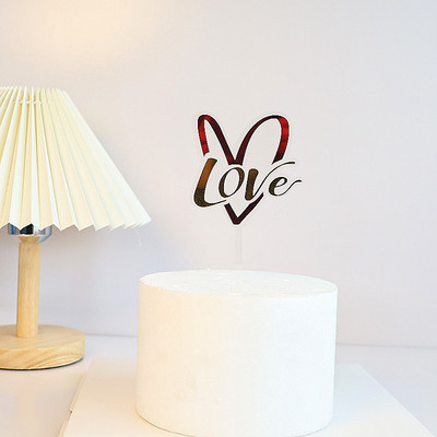 Naujas laimingos Valentino dienos torto dangtelis Auksinis akrilinis raudonas Love You Forever Wedding CupcakeTopper, skirtas vestuvių vakarėliui papuošti