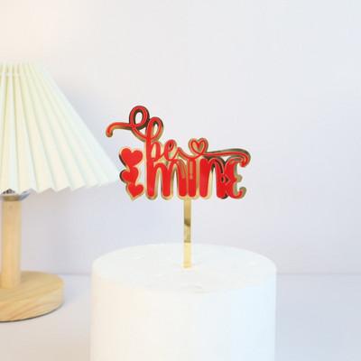 Naujas laimingos Valentino dienos torto dangtelis Auksinis akrilinis raudonas Love You Forever Wedding CupcakeTopper, skirtas vestuvių vakarėliui papuošti
