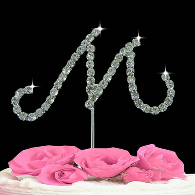 1 ks Svadobná dekorácia Narodeninová párty Torta Topper Písmená Krištáľ Diamante Štras Výročie Svadobná dekorácia Remeslá
