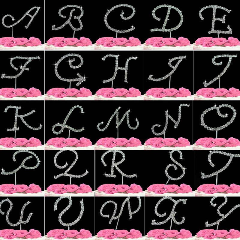 1 ks Svadobná dekorácia Narodeninová párty Torta Topper Písmená Krištáľ Diamante Štras Výročie Svadobná dekorácia Remeslá