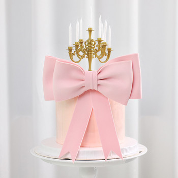 Модна голяма пяна, розов лък, торта за торта Честит рожден ден на момичето, украса за сватбена торта, принц, Baby Shower, парти доставки Любовни подаръци