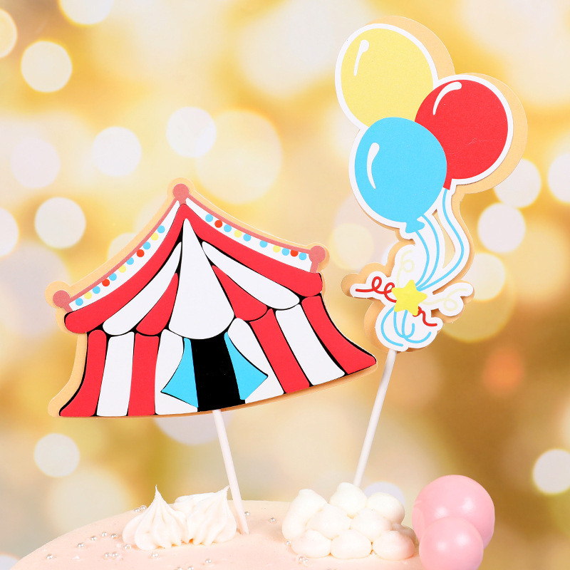Clovn de circ Acrobație Set de decorațiuni pentru tort, animale din desene animate, pentru cupcake pentru copii, decorațiuni pentru petrecerea de aniversare
