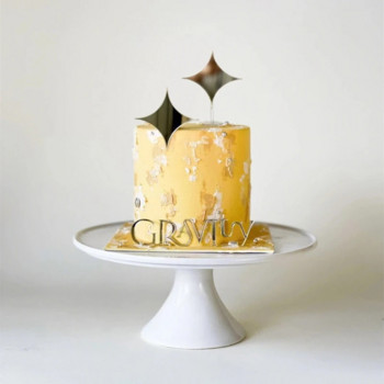 New Moon Stars Happy Birthday Cake Topper Gold Silver Wedding Cake Topper for Kids Birthday Cake Decorations Baby Shower
