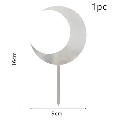 Topper pentru tort cu stele de lună nouă, la mulți ani, auriu, argintiu, pentru tort de nuntă, pentru copii, pentru petrecerea de aniversare, decorațiuni pentru tort pentru Baby Shower