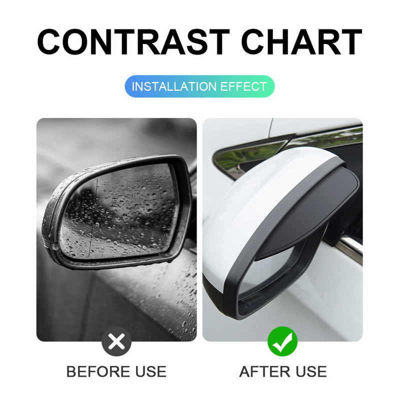 2PCS Automobilski retrovizor Vizir za obrve od ugljičnih vlakana Automobilski retrovizor Bočni snježni vizir za sunce Kišna navlaka Dodaci za automobilska zrcala