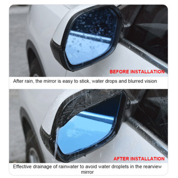 2 части от въглеродни влакна Външен автомобил Странично огледало за обратно виждане Дъждоустойчиво Вежди Козирка Сенник Сноуборд Дъждобран Авточасти