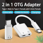 Kebiss 2 u 1 razdjelnik AUX kabel OTG adapter za Samsung Xiaomi Redmi Huawei USB C na tip C dodajte 3,5 mm priključak audio linijski konektor