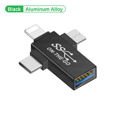 3u1 OTG adapter 10Gbps pretvarač Micro USB/tip C/8-pinski muški na USB 3.0 ženski OTG adapter za iPhone 13 12 Max iPad U disk