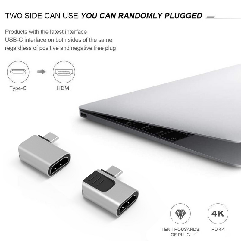 Onelesy 4K Type-C na HDMI-kompatibilni adapter koljenastog dizajna USB Type-C na HDMI-kompatibilni konektor za Macbook adapter za pretvaranje