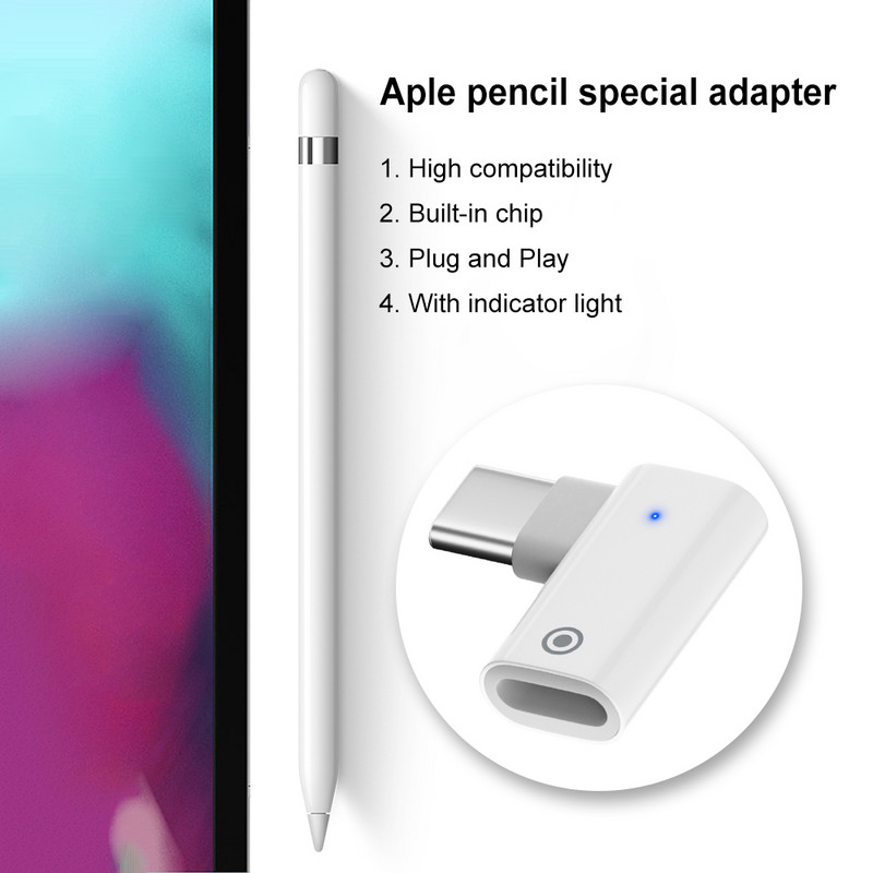 Mini csatlakozó töltőadapter Apple Pencil 1-hez, női és női Lightning csatlakozó töltőkábel iPad Pro ceruzához