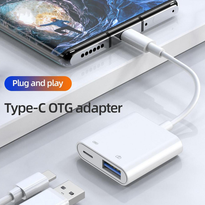 Μετατροπέας 2 σε 1 τύπου c Otg 18w Dp Qc3.0 Μετατροπέας καλωδίου γρήγορης φόρτισης Τύπου C σε Usb3.0/usb C Διαχωριστής φόρτισης