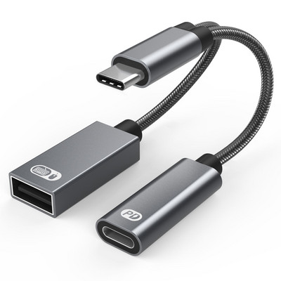 2 u 1 USB tip C kabel 60 W PD brzo punjenje OTG adapter pretvarač sinkronizacija podataka višenamjenski za prijenosno računalo mobilni telefon tablet