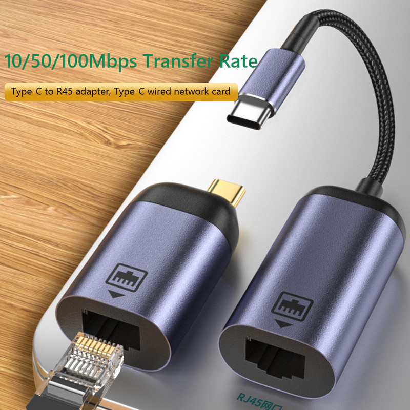 USB C Ethernet adapterski kabel 1000 Mbps Drive-free Type-C na RJ45 mrežnu karticu Lan konektor za prijenosno računalo, mobilni telefon, računalo