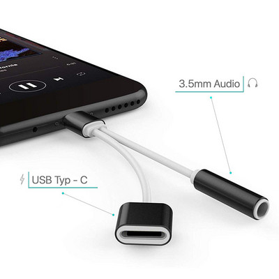 Type-C Mobile Pro Hub адаптер с USB-C зареждане 3,5 мм жак за слушалки AUX аудио сплитер конвертор адаптер + кабел за зареждане 19окт.