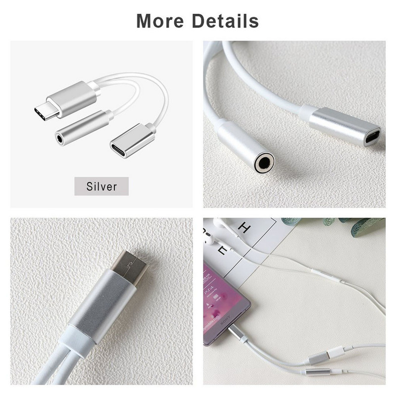 Type-C Mobile Pro Hub adapter s USB-C punjenjem 3,5 mm priključkom za slušalice AUX Audio Splitter Adapter pretvarača + kabel za punjenje 19. lis.